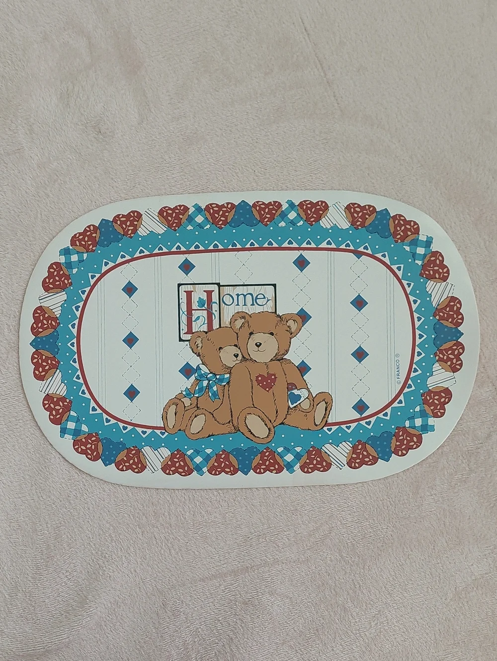 Set of 6 Vintage HOME Teddy Bear Vinyl Placemats NWT
